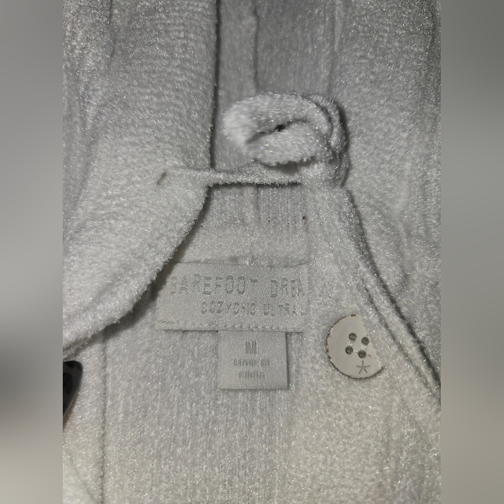 Barefoot Dreams CozyChic Lite Ribbed Hooded White Sweater Size Medium - Picture 4 of 5